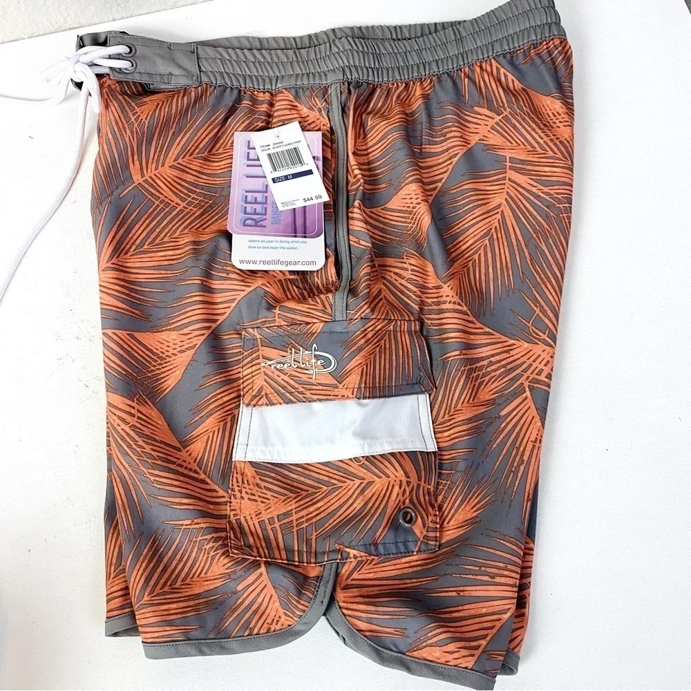 Reel Life Silver Filigree Print Board Shorts Size M